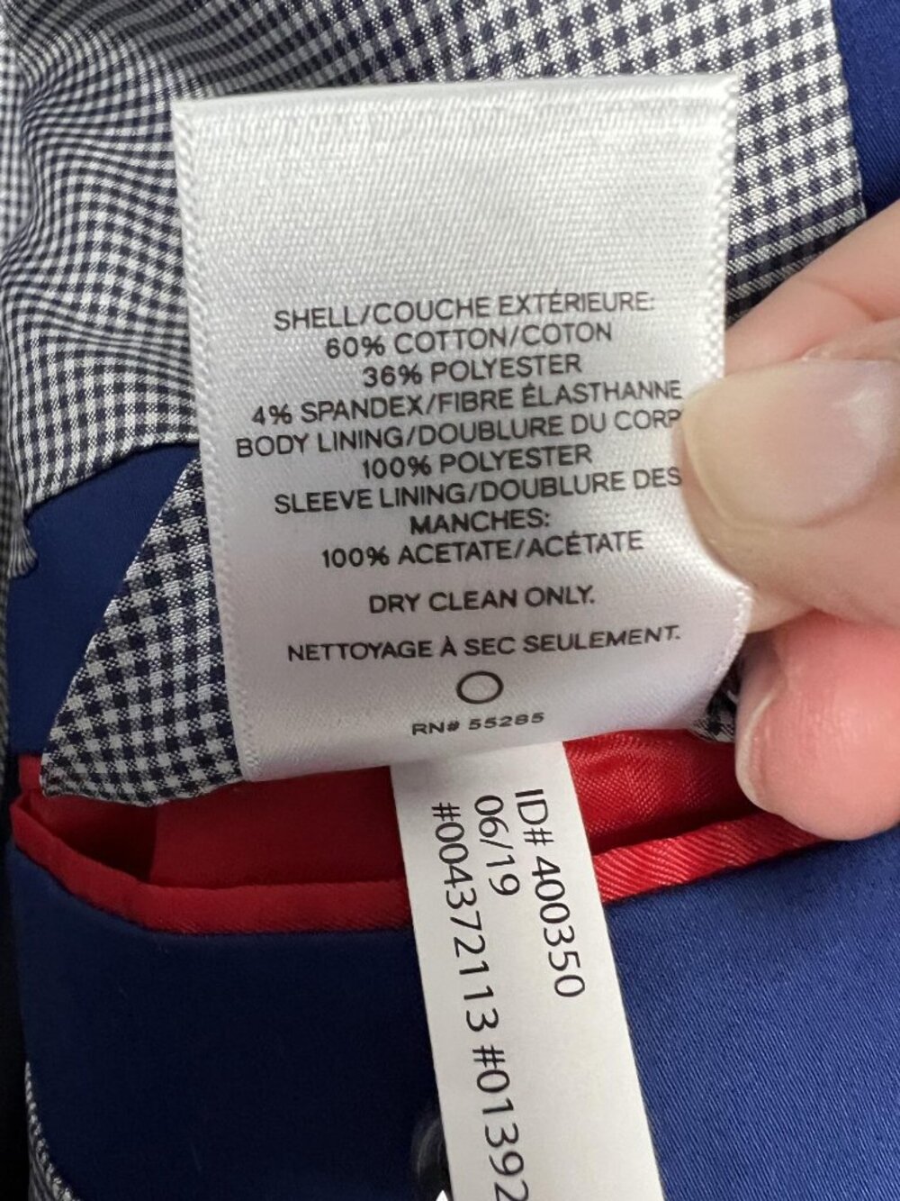 Express 42L Classic Fit men's suit jacket royal blue stretch cotton blazer long - Picture 6 of 7